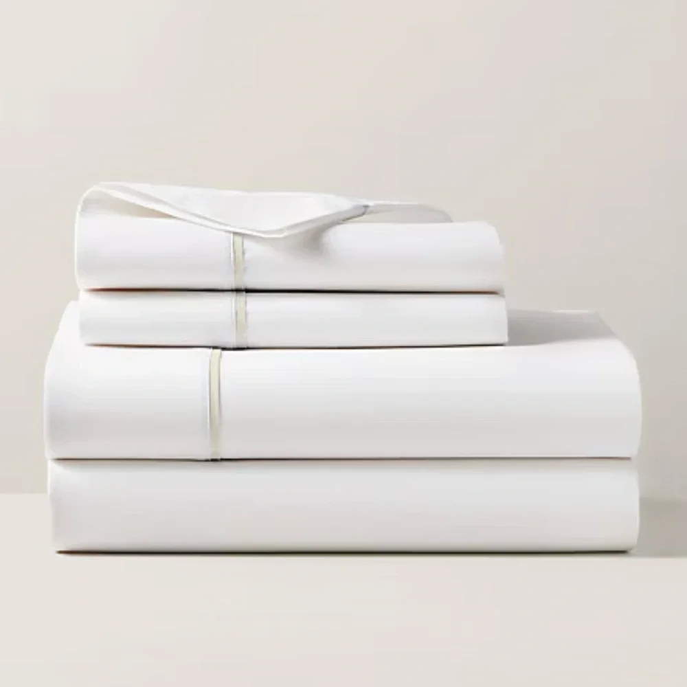Ralph Lauren Home Organic Cotton Percale Palmer King Flat Sheet Sand Dune NEW